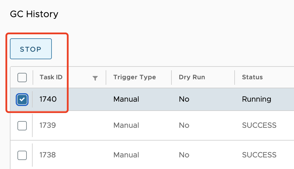 Select Garbage collection task from table