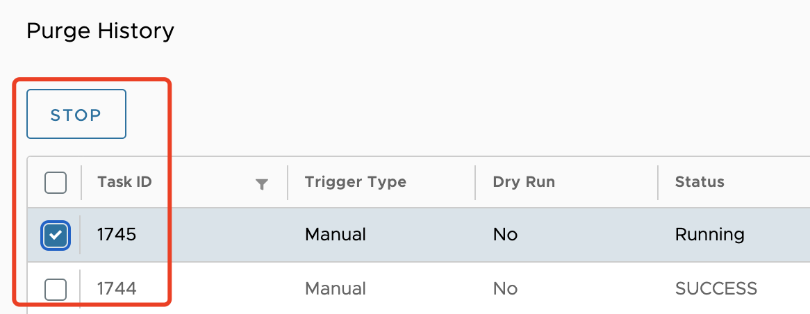 Select Garbage collection task from table