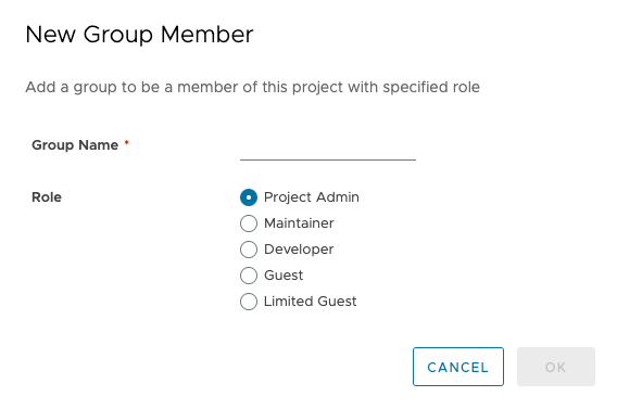 Screenshot of add group dialog