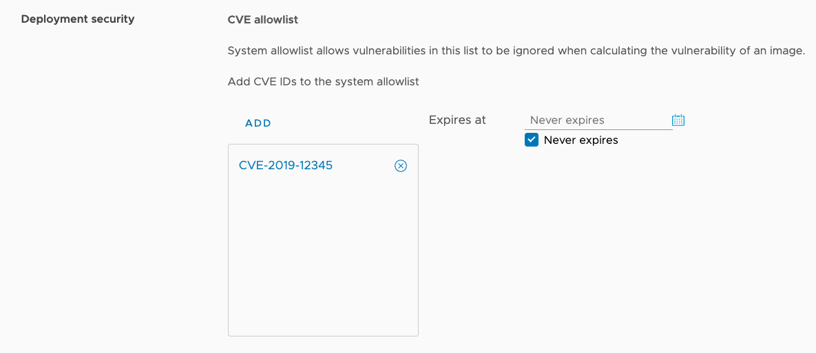Add system CVE allowlist