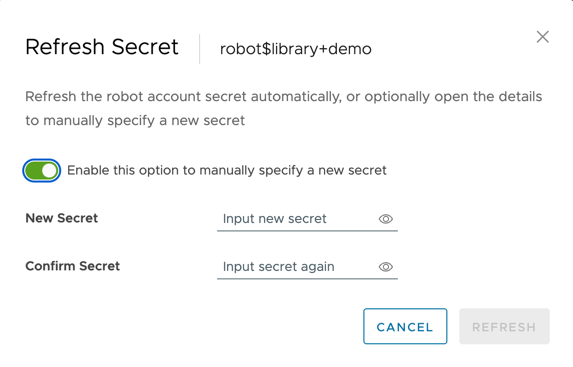 Refresh project robot account secret