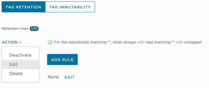 Modify tag retention rules
