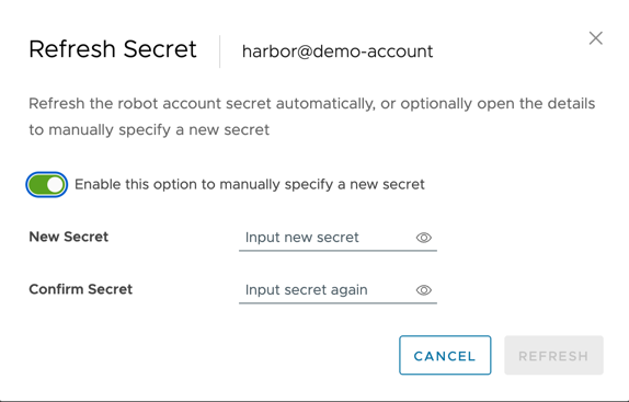 Refresh system robot account secret